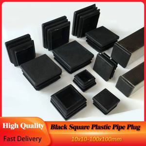 2/5/10Pcs 검은 사각형 플라스틱 파이프 플러그 가구 튜브 파이프 삽입 블랭킹 끝 의자 다리 프로텍터 길이 10x10-100x100mm