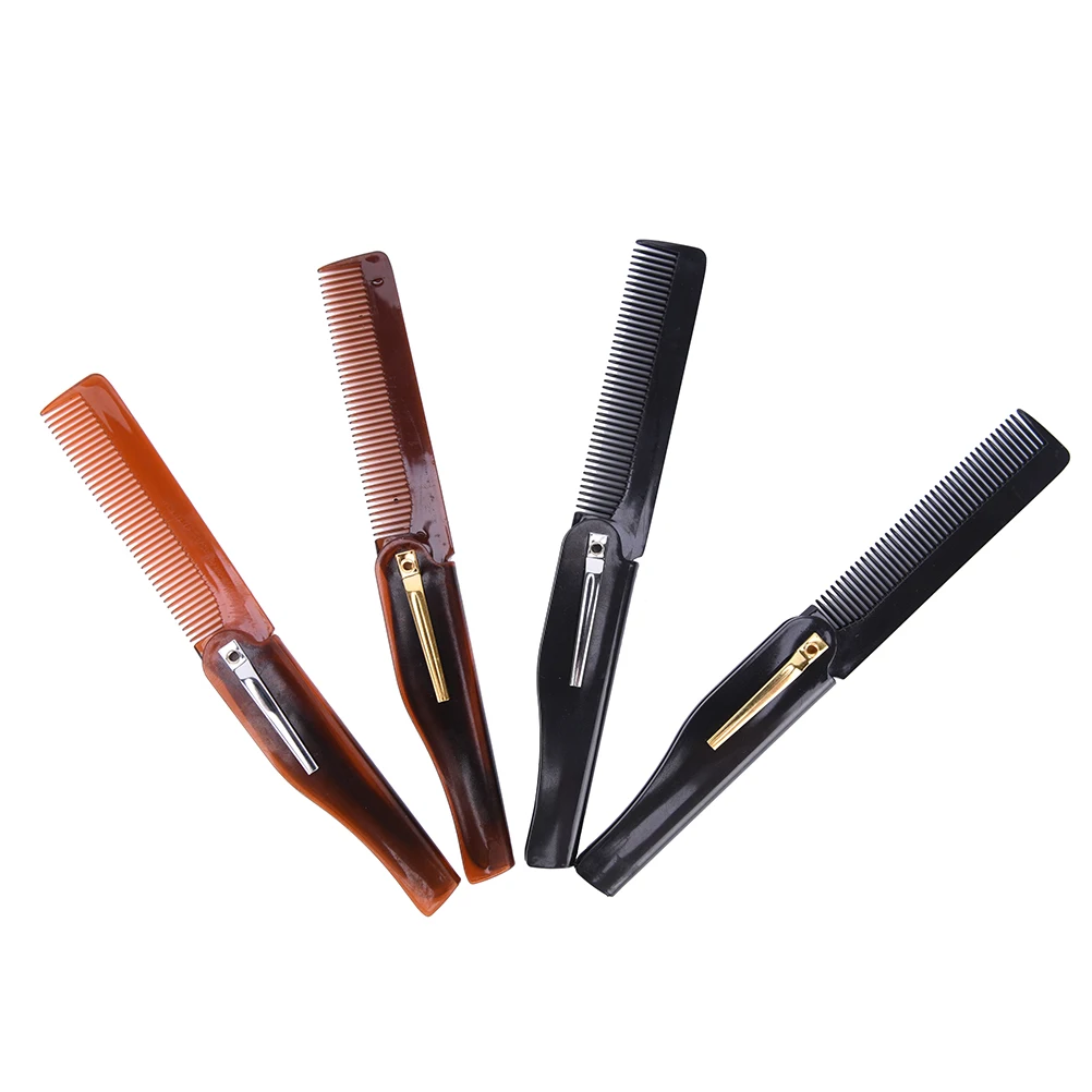휴대용 접이식 헤어 빗 포켓 클립, 헤어 콧수염 빗, 헤어 그루밍 스타일링 도구, 1PC
