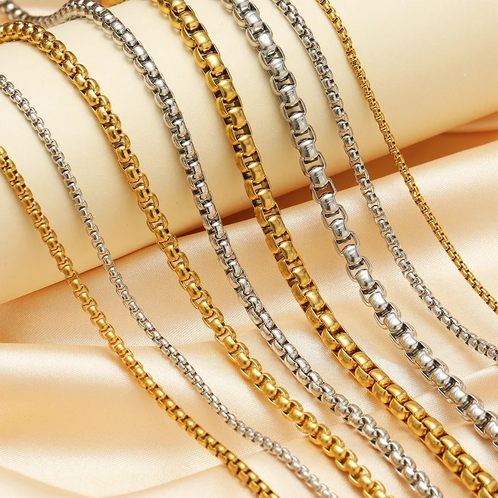 2 미터 스테인레스 스틸 골드 롤로 박스 체인 DIY 쥬얼리 만들기 목걸이 결과 팔찌 용품 대량 수제 공예