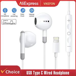 VIKEFON USB Type C 헤드폰 Apple iPhone 15 Pro Max 14 13 12 11 유선 이어폰 3.5mm Lightning Bluetooth 이어 버드 액세서리