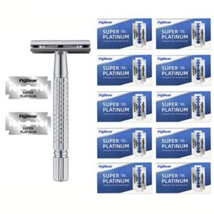 남성용 스테인리스 스틸 양면 면도기, 날카로운 칼날 교체 가능, 구식 면도기, 제모에 적합