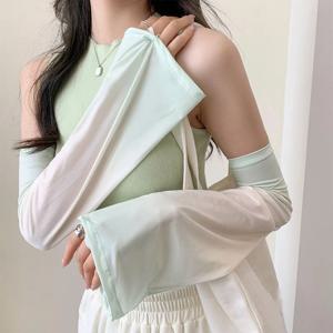 아이스 슬리브 그라데이션 컬러 지원 자외선 차단 슬리브 세트, 여성용 아이스 실크 트럼펫 슬리브, 야외 자외선 차단, 여름 팔