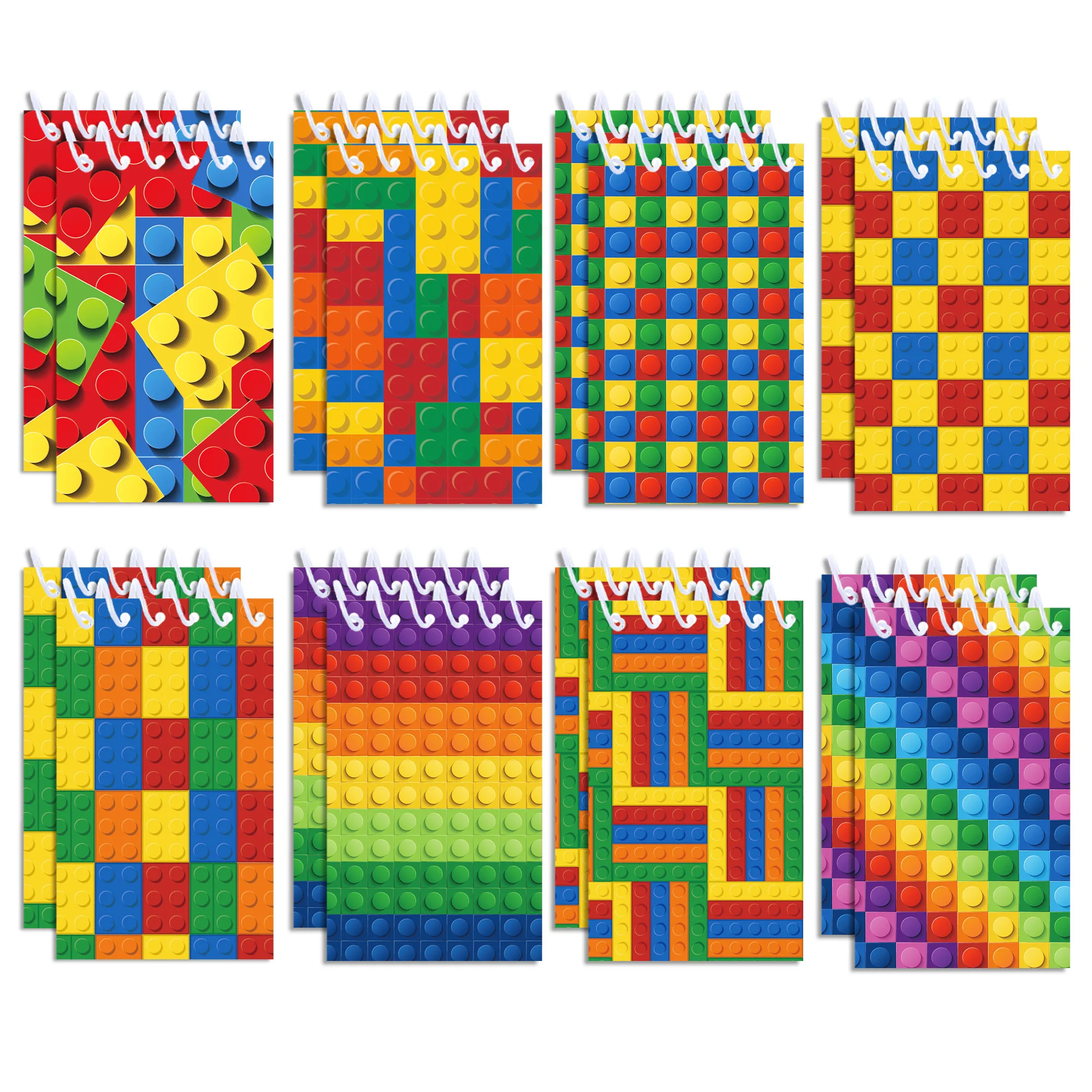 8/16/24pcs 빌딩 블록 나선형 포켓 노트 휴대용 미니 메모 패드 코일 소책자 어린이 선물 Office 편지지 학교 일기