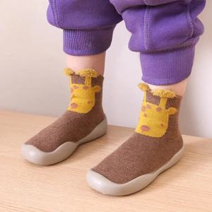 새 봄 아기 유아 신발 아기 신발 미끄럼 방지 여우 호랑이 두꺼운 신발 양말 바닥 신발 발 양말 동물 스타일
