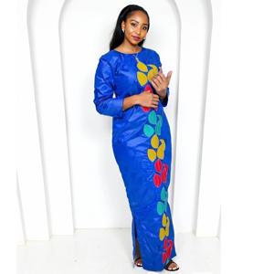 여성용 아프리카 드레스 고급 부부(부부) 원단 풍부한 자수 디자인