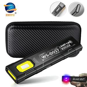 강력한 550LM EDC 손전등 USB C 충전식 휴대용 토치 COB 빨간색 및 파란색 조명 야외 휴대용 펜 클립 랜턴