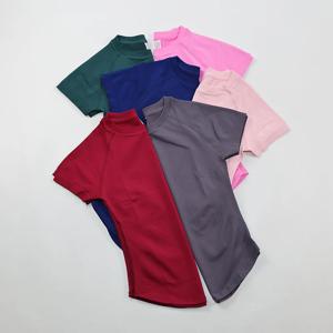 임팩트 반팔 짐탑 필라테스 의류 여성용 슬림핏 래글런 슬리브 심리스 운동탑 피트니스 애슬레틱 요가 셔츠