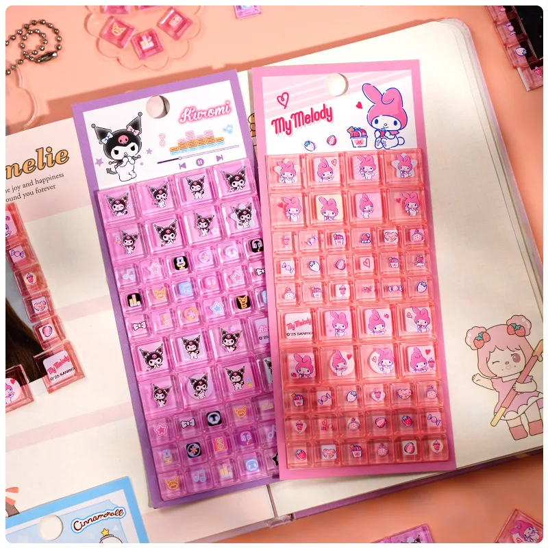 3D 산리오 헬로 키티 스퀘어 스티커 애니메이션 전화 노트북 수하물 장식 크리 에이 티브 DIY 라인 석 데칼 어린이 장난감 만화 선물
