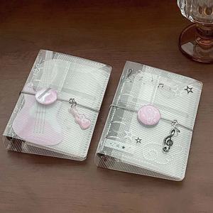 M5 사이즈 바인더 노트북 스크랩북 음악 테마 PP 트윌 3단 접이식 타이 클로저 포토 앨범 카드 오거나이저 휴대용 플래너