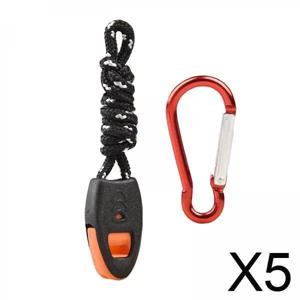 휴대용 안전 생존 호루라기, 큰 소리의 비상용 이중 튜브 플라스틱 호루라기, 카라비너 포함, 캠핑 훈련 구조용