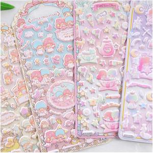 4 스타일 3D 쌍둥이 스티커 상품 수제 퍼즐 노트북 스크랩북 전화 케이스 장식 만화 장식 스티커 축제 선물