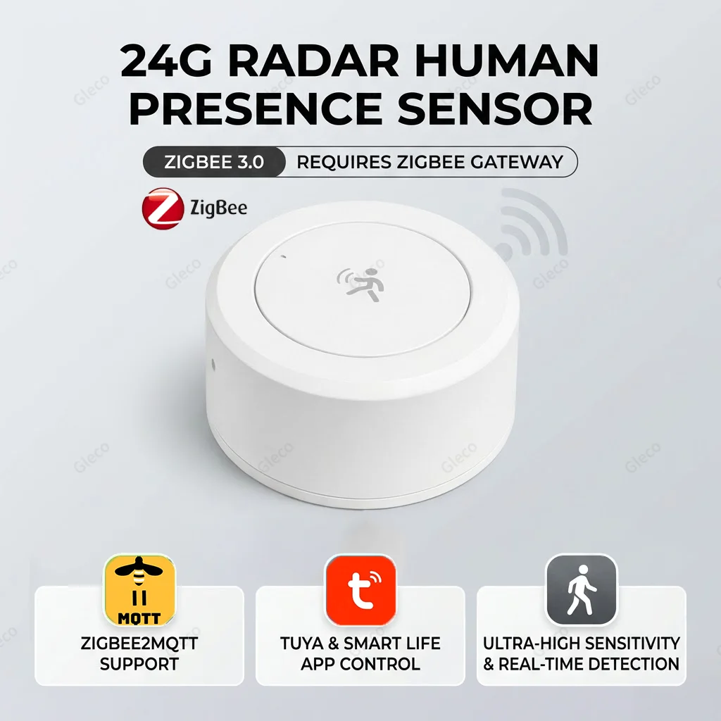 Zigbee 24G Mmwave 레이더 존재 센서 Tuya Z2M 스마트 홈 보안 자동화 알람용 인간 감지기 모션/정적 감지
