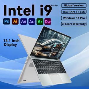 인텔 코어 i9-10980hk 14.1인치 게이밍 i9 노트북 윈도우 11 16GB RAM 1/2TB M.2 SSD 노트북 4K HD 게이밍 노트북 PC