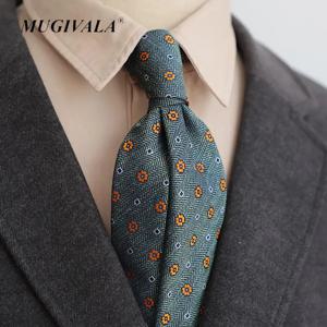 MUGIVALA 브랜드 휴일 선물 남성 폴리 에스터 넥타이 남성 녹색 웨딩 액세서리 사무실 넥타이