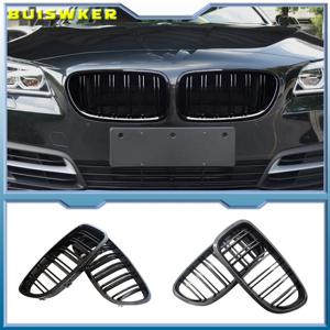 자동차 광택 블랙 신장 그릴 듀얼 슬레이트 레이싱 그릴 BMW 5 시리즈 F10 F11 F18 520d 530d 540i 2010-2017 교체 부품