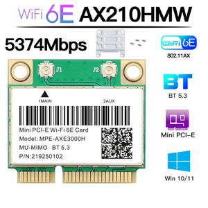 WiFi 6E AX210HMW 미니 PCI-E Wifi 네트워크 카드 Bluetooth 5.3 AX210 카드 용 802.11AX 데스크탑 노트북 용 무선 Wi-Fi 어댑터