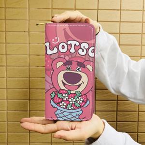 디즈니 Lotso Bear W5999 애니메이션 서류 가방 지갑, 만화 지퍼 동전 가방, 캐주얼 지갑, 카드 보관 핸드백 선물