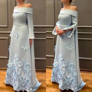 맞춤형 S 단추 아플리케 클럽 A라인 오프 숄더, 맞춤형 가운, 긴