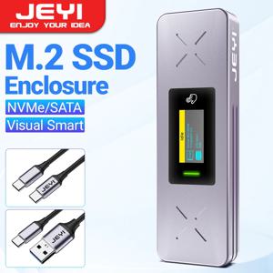 JEYI Visual Smart M.2 NVMe/SATA SSD 인클로저, USB 3.2 Gen 2 10Gbps, 외부 M2 어댑터 케이스 지원 M-Key B+M 키 UASP 트림