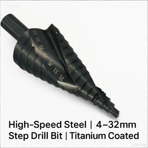 HSS 코발트 스텝 드릴 비트 4-32mm 나선형 콘 비트 삼각형 샹크 금속 목재 드릴링 리머 고속 강철 DIY 도구