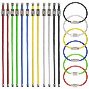 10팩 멀티 컬러 스테인리스 와이어 키체인 케이블 6인치 1.5mm 스테인리스 스틸 키링 루프 다양한 색상 키체인