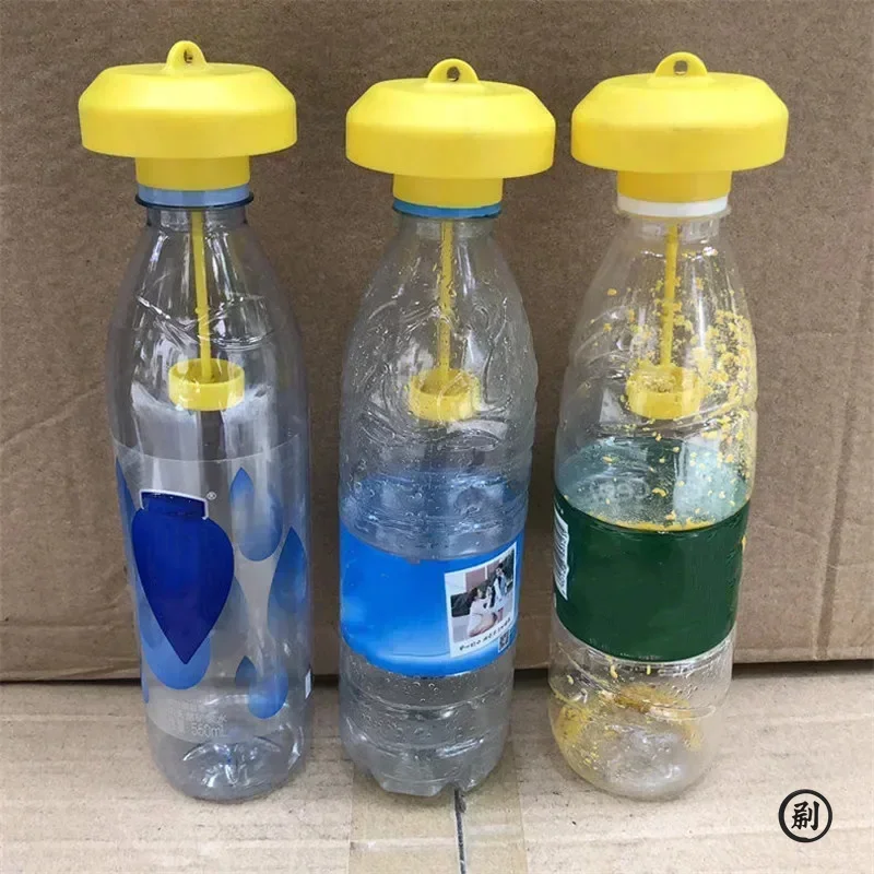 2PCS 과일 킬러 플라스틱 노란색 Drosophila 트랩 플라이 캐쳐 홈 농장 6*6*2Cm에 대한 해충 곤충 제어