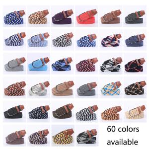 블루 블랙 여성 캐주얼 니트 핀 버클 남성 벨트 짠 캔버스 탄성 확장 가능한 땋은 스트레치 벨트 여성 청바지 60 색상