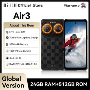 IIIF150 Air3 견고한 스마트폰 안드로이드 14 휴대전화 12GB 512GB 100MP 카메라 다이나믹 아일랜드 초박형 견고한 30W 고속 충전