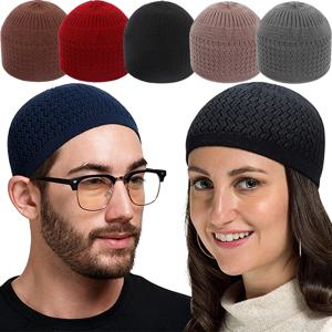 새 봄 니트 이슬람 남자기도 모자 남여 Beanies 모자 따뜻한 이슬람 라마단 유대인 Kippah Homme 모자 남자 랩 헤드 캡