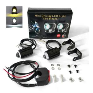 범용 오토바이 LED 헤드라이트 프로젝터 렌즈, 듀얼 컬러 ATV 스쿠터 운전 램프, 안개등 보조 스포트라이트 램프, 2 개