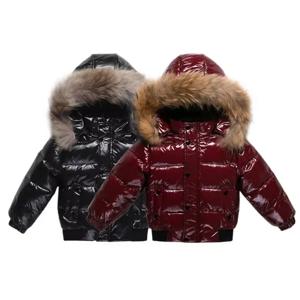 RAISE 겨울 1-8 세 어린이 소년 파카 Babys 소녀 다운 재킷 방수 반짝 이는 리얼 모피 Thicken Warm Boys Outerwear Coat Outfit