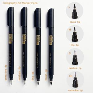 4 개 서예 아트 마커 펜 공예 용품 선물로 브러시 아트 미술 쓰기 사무실 학교 용품 편지지 학생