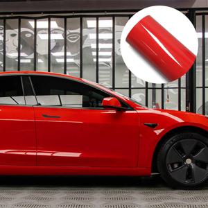 밝은 광택 빨간색 비닐 랩 자동차 스티커 색상 변경 필름 자동 포장 필름 버블 무료 스티커 비닐 데칼 자동차 액세서리