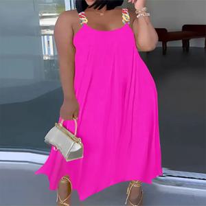 플러스 사이즈 여성 파티 드레스 민소매 Strapless 라운드 넥 솔리드 컬러 섹시한 드레스 여름 최고의 선택
