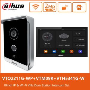 Dahua 와이파이 POE 비디오 인터콤 키트, 10 인치 터치 모니터, 무선 비디오 초인종 스테이션, VTO2211G-WP VTH5341G-W 시스템