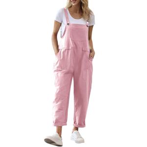 여성 점프 슈트 캐주얼 편안한 여성 바지 솔리드 컬러 포켓 점프 슈트 봄 여름 버튼 점프 슈트 Ropa de mujer ofertas