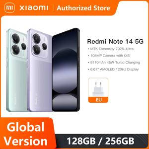Xiaomi Redmi Note 14 5G 글로벌 버전 NFC 스마트폰 MTK Dimensity 7025-Ultra 108MP 카메라 45W 터보 충전
