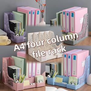 다층 A4 문서 홀더 랙, 사무용품용 보관 상자 및 책장이 있는 PP 소재 책상 정리함, 파일 랙