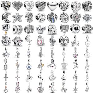 2025 새로운 S925 실버 봄 공 곰 크로스 펜던트 원래 팔찌에 적합 DIY 액세서리 여성의 매력 보석 선물