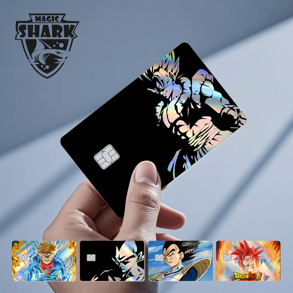 매직 샤크 손오공 베지터 쿨 샤이니 홀로그램 레이저 신용 카드 스티커 필름 전면 스킨 커버