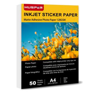 50 매 A4 무광택 흰색 스티커 인화지 128gsm DIY 라벨 용 잉크젯 프린터 8.3x11.7 