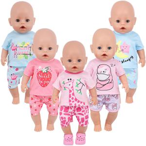 만화 기린 잠옷 43cm & 18 인치 아기 인형 귀여운 플라밍고 나태 다시 태어난 인형 옷 소녀 장난감 우리 세대 선물