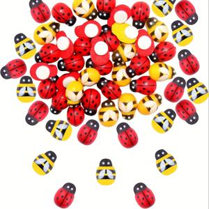 100pcs 작은 수지 꿀벌 무당 벌레 공예 정원 붉은 풍경 무당 벌레 장식 DIY 작은 동물 인형 장식 장식품