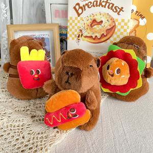 카피바라 봉제인형 열쇠고리, 사실적인 만화 동물, 부드러운 인형, 방 장식, 재미있는 카피바라 펜던트, 귀여운 인형 장식품