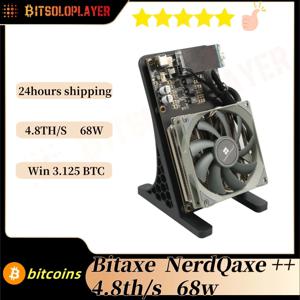 Bitaxe NerdQaxe++ 4.8TH/s 68w 비트코인 ​​광부 4 PCS BM1370 Asic 칩 솔로 BTC 광부(120W 전원 공급 장치 포함)