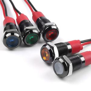 LED 금속 표시등 8mm 방수 신호등 도트 라이트(와이어 포함) 블랙 쉘 레드 옐로우 블루 그린 화이트