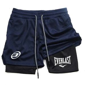 EVERLAST Men's Fashion Brand Shorts Summer Comfortable Quick drying Sportswear Gym Jogging Training Men's Fitness 2-in-1 Shorts