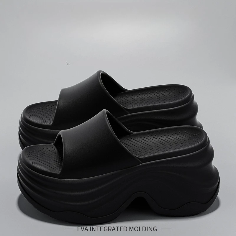 YNPO 솔리드 컬러 EVA 플랫폼 슬리퍼 여성용 두꺼운 밑창 미끄럼 방지 비치 슬라이드 샌들 여성 여름 소프트 솔 웨지 힐 슬리퍼