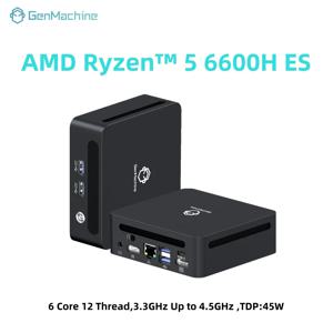 GenMachine AMD Ryzen 5 6600H ES 미니 PC 4.5GHz TDP 45W 윈도우 11 DDR5 6400Mhz RAM 2.5G LAN USB4 WIFI6 미니 PC 게이밍 컴퓨터