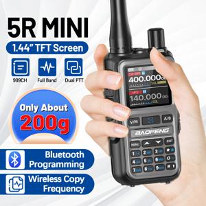 바오펑 UV-5R 미니 무전기 풀 밴드 블루투스 프로그래밍 무선 주파수 복사 999채널 AM FM 타입-C 장거리 햄 라디오